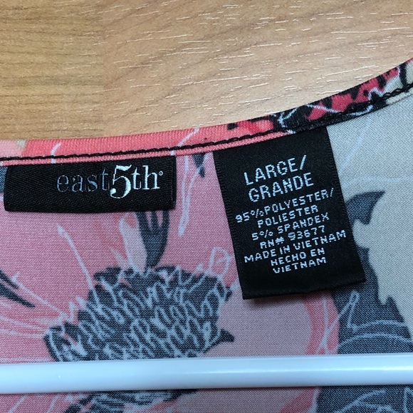 east 5th Size Large Peplum Pink/Black/Tan Blouse - Picture 3 of 6